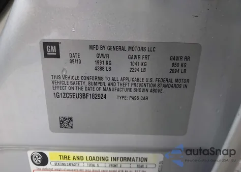 2011 Chevrolet Malibu 1Lt z USA, uszkodzony, nr VIN 1G1ZC5EU3BF182924